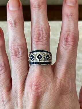 Alwand Vahan Vintage 14K White Gold Blue Sapphire & Diamond Ring